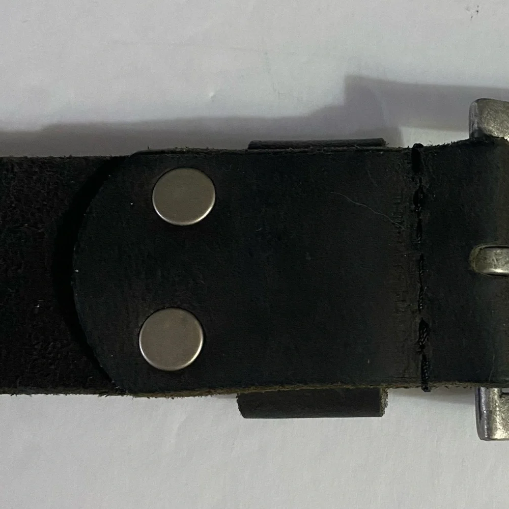 VINTAGE Belt, Genuine Leather, stainless steel buckle, Sz 44, Minimalist, EUC